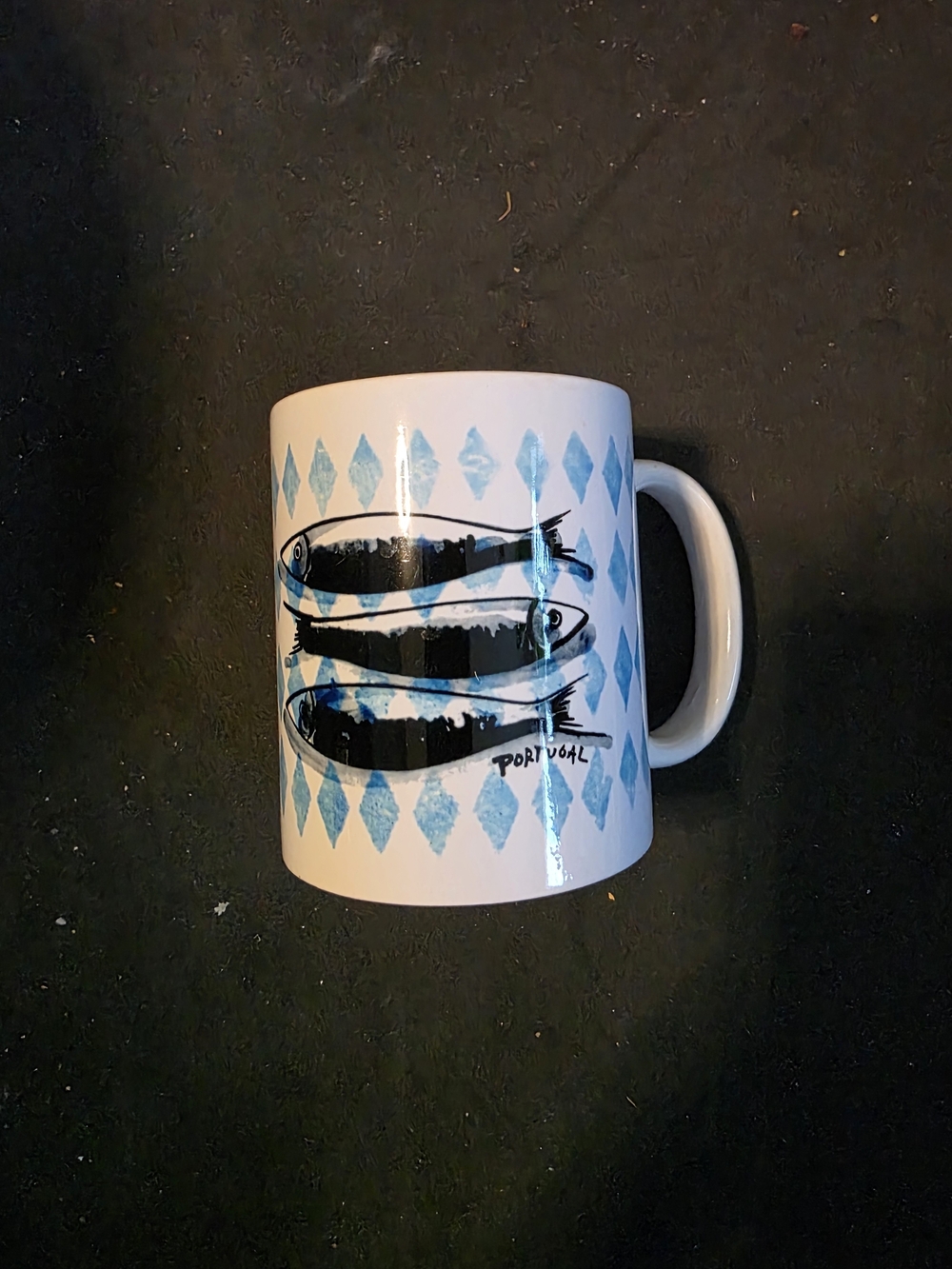 Portugal Sardine Graphic Mug in White and Blue